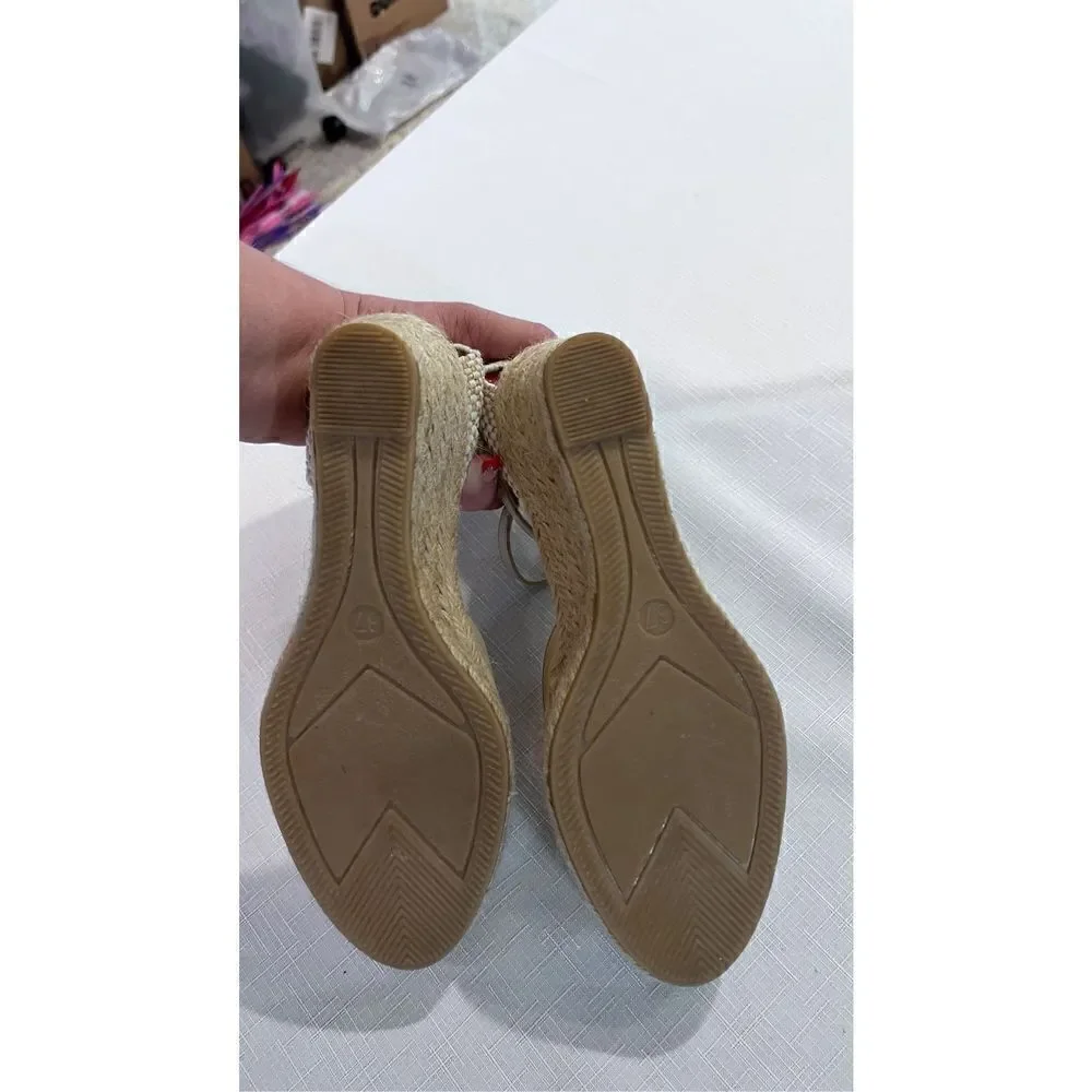 IISE JACOBSEN TAN ESPADRILLES WEDGE HEELS WOMENS SIZE 7